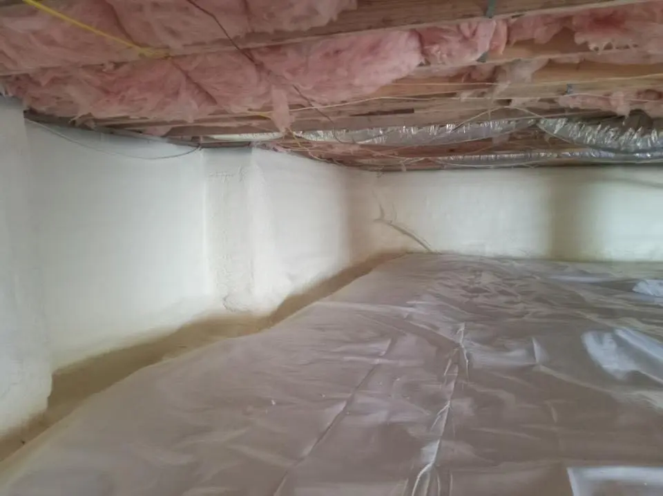 Crawl space encapsulation with closed-cell spray foam for Attic Insulation in Foster City
